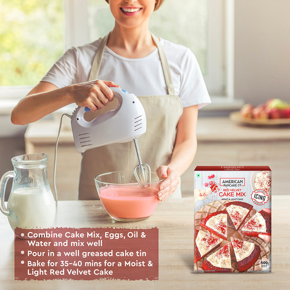 Moist & Light Red Velvet Cake Mix, 500 g (Includes Icing Sugar Sachets)