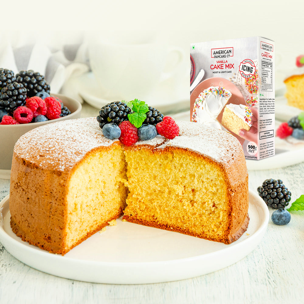 Moist & Light, Vanilla Cake Mix | Includes Icing Sugar Sachets | Eggless | Product of Singapore |