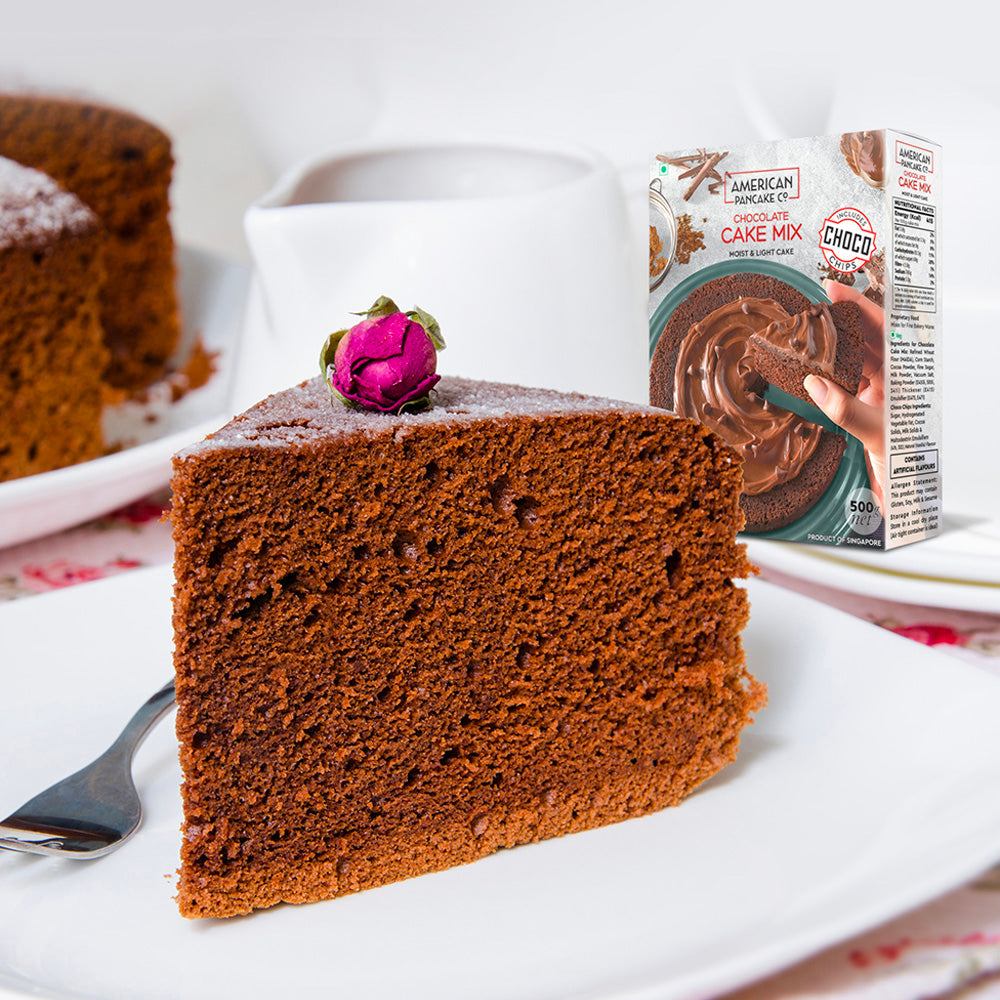 Moist & Light Chocolate Cake Mix (500g) | Includes Chocolate Chips | Eggless | Product of Singapore |