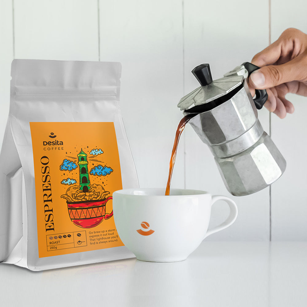 desita medium dark roast coffee for espresso with moka pot
