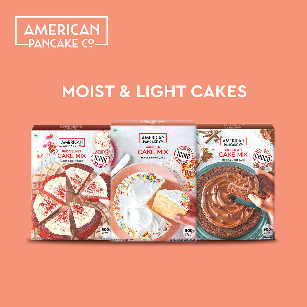 Moist & Light, Vanilla Cake Mix | Includes Icing Sugar Sachets | Eggless | Product of Singapore |