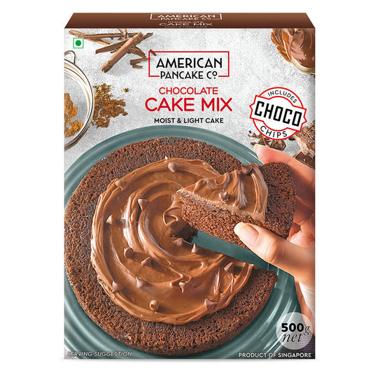 Moist & Light Chocolate Cake Mix  (500g) | Includes Chocolate Chips | Eggless | Product of Singapore |