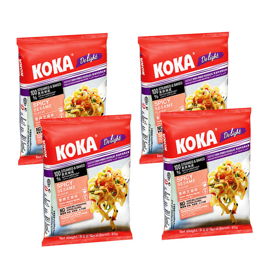 KOKA Delight Spicy Sesame Noodles (85g) | Pack of 4 | Instant Noodles | Original Koka Noodles from Singapore |
