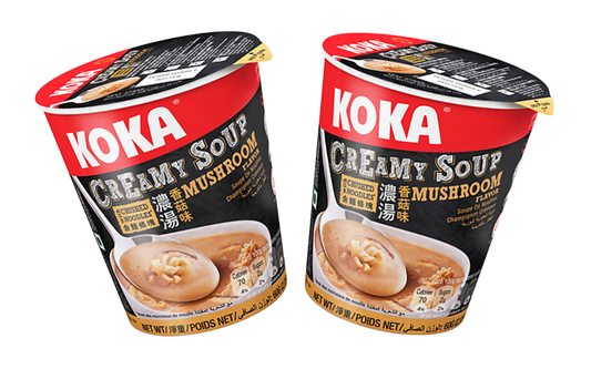 Koka Creamy Soup Mushroom with Crushed Noodles ( 60g Pack of 2 ) | Soup with Noodles | Original Koka Noodles from Singapore |