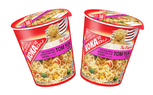 KOKA Instant Noodles - Tom Yum Flavour (70g)  Pack of 2 | Cup Noodles | Cup Noodles | Original Koka Noodles from Singapore |