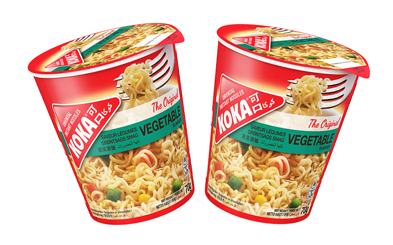 KOKA Instant Noodles - Vegetable Flavour (70g) Pack of 2 | Cup Noodles | Cup Noodles | Original Koka Noodles from Singapore |
