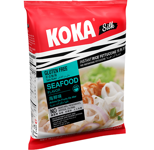 Koka Silk Gluten Free Rice Fettuccine Seafood Flavour (70g)  | Pack of 2 | Original Koka Noodles from Singapore |