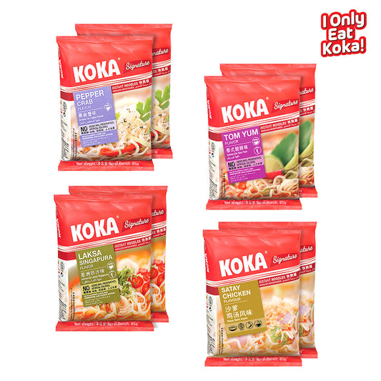 KOKA Signature  Non-Vegetarian Combo | Pack of 8 | Pepper Crab - Tom Yum - Laksa Singapura - Satay Chicken |
