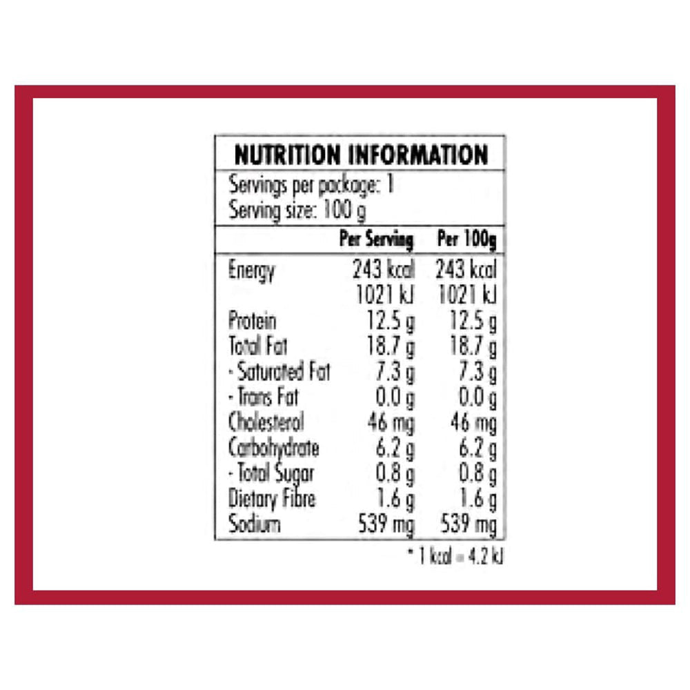 Kelly's BBQ Flavour Luncheon Ham Nutrition