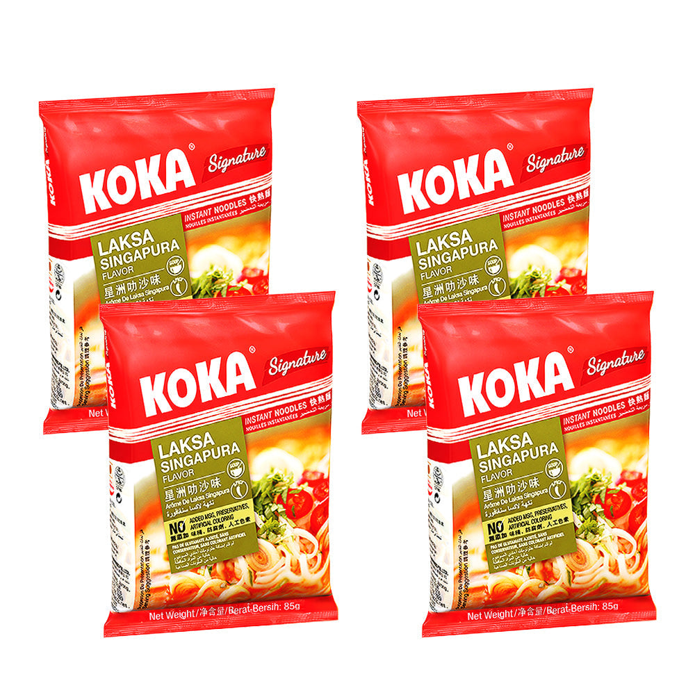 KOKA Signature Laksa Singapura Noodles (85g) | Pack of 4 | Instant Noodles | Original Koka Noodles from Singapore |