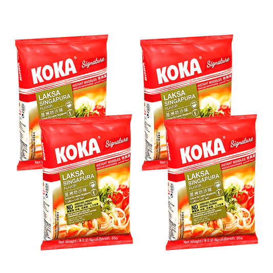 KOKA Signature Laksa Singapura Noodles (85g) | Pack of 4 | Instant Noodles | Original Koka Noodles from Singapore |