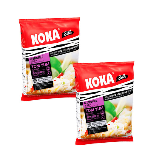 Koka Silk Gluten Free Rice Fettuccine Tom YUM Flavour (70g) | Pack of 2 | Original Koka Noodles from Singapore |
